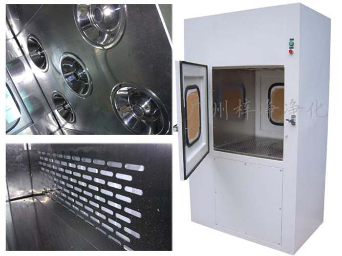 風淋傳遞窗配H14高效過濾器，過濾掉0.5微米及以上的塵埃。