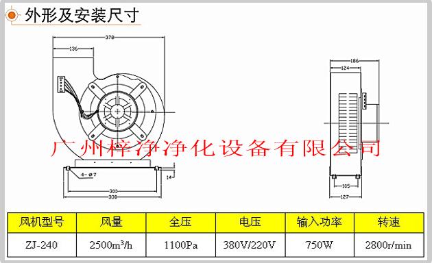ZJ-240型號風淋室風機結(jié)構(gòu)圖及技術參數(shù) ZJ-240型號風淋室風機結(jié)構(gòu)圖及技術參數(shù)